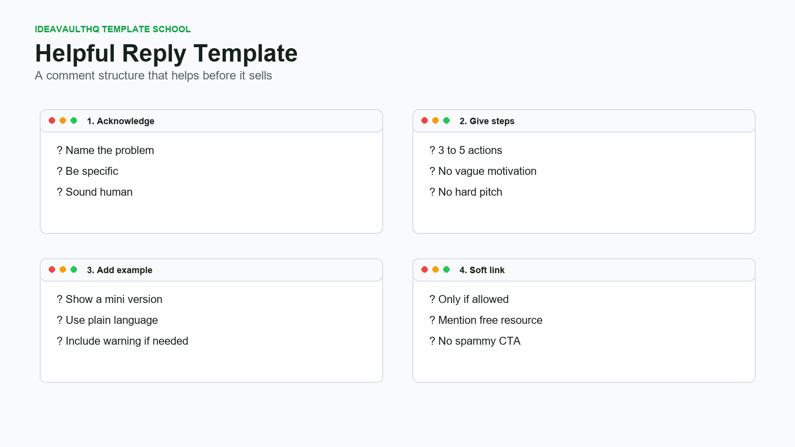 Realistic helpful Reddit reply template for digital product sellers