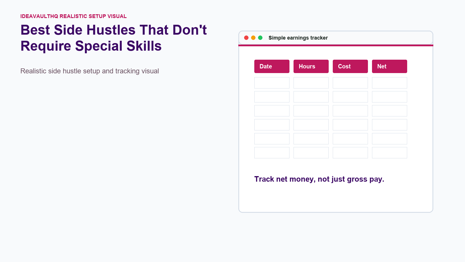 Checklist board for Best Side Hustles That Don't Require Special Skills