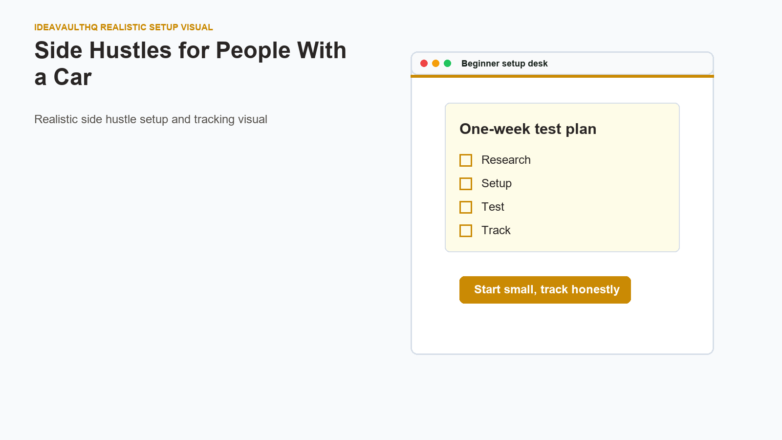 Tracking board for Side Hustles for People With a Car