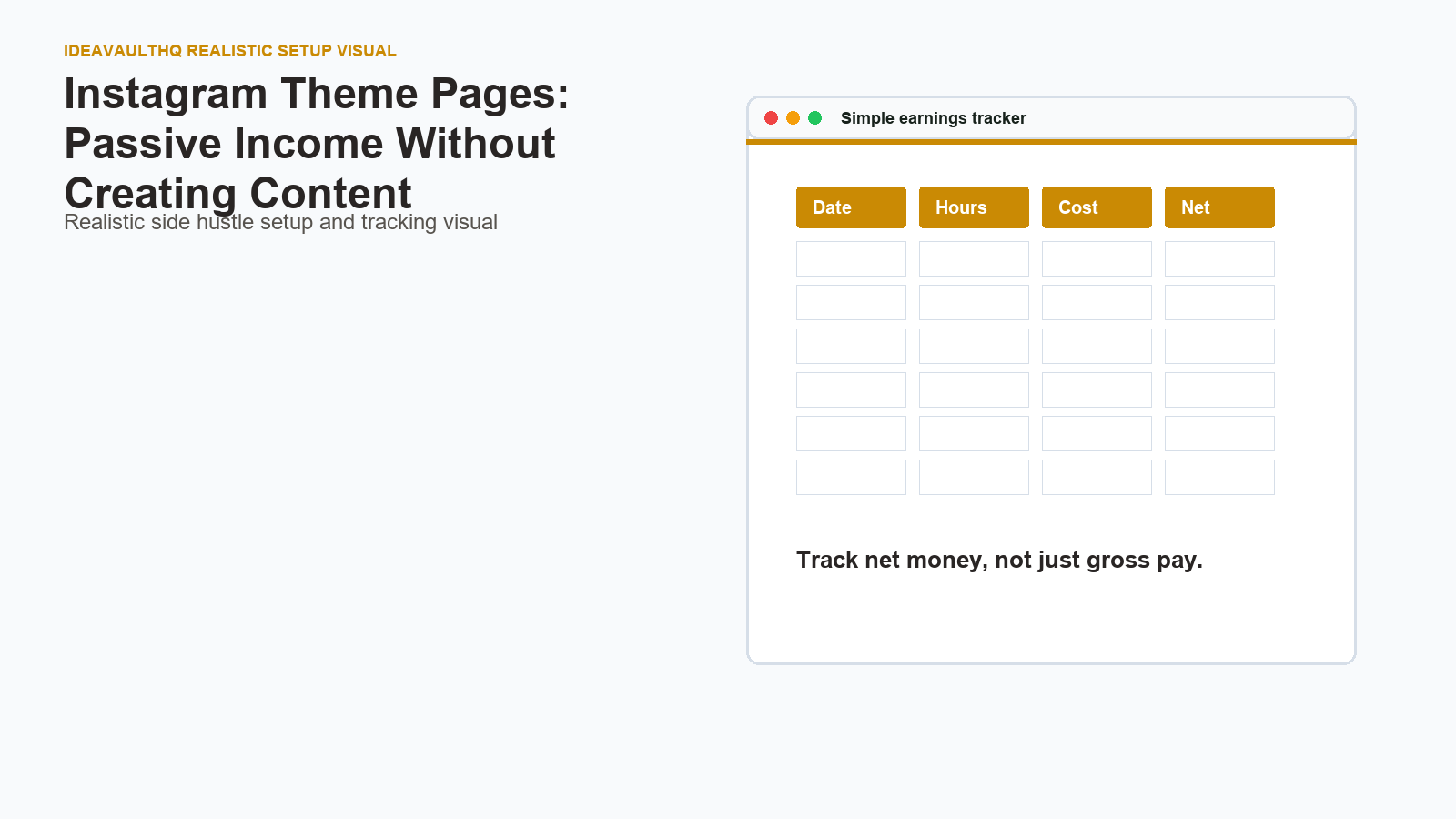 Checklist board for Instagram Theme Pages: Passive Income Without Creating Content