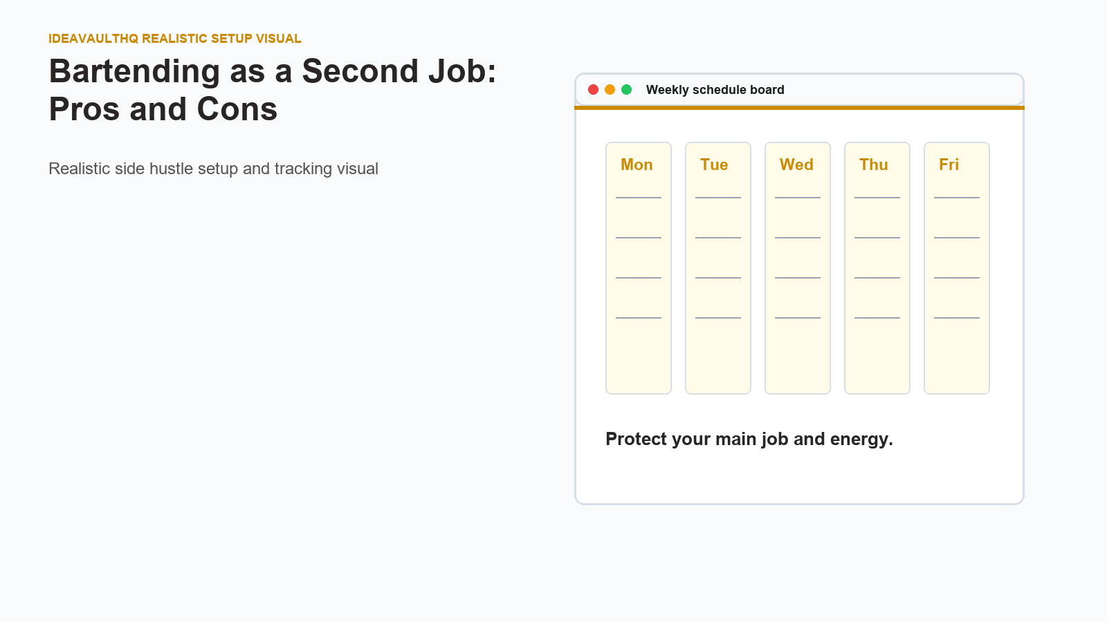 Workflow board for Bartending as a Second Job: Pros and Cons