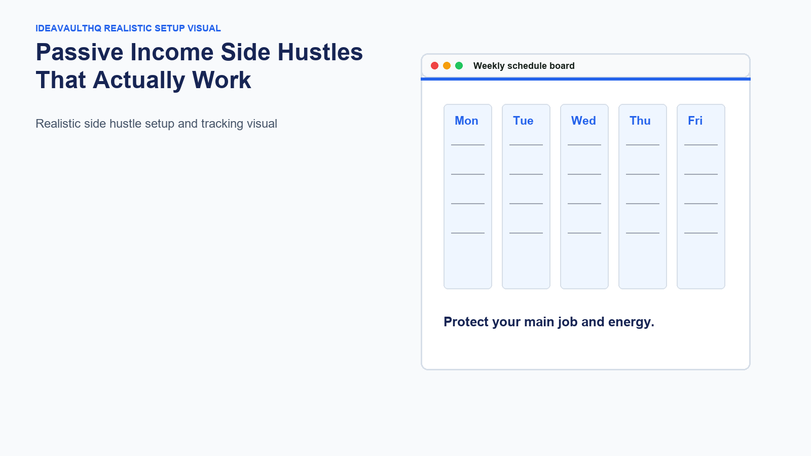 Workflow board for Passive Income Side Hustles That Actually Work
