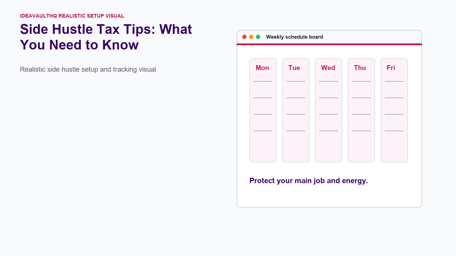Workflow board for Side Hustle Tax Tips: What You Need to Know