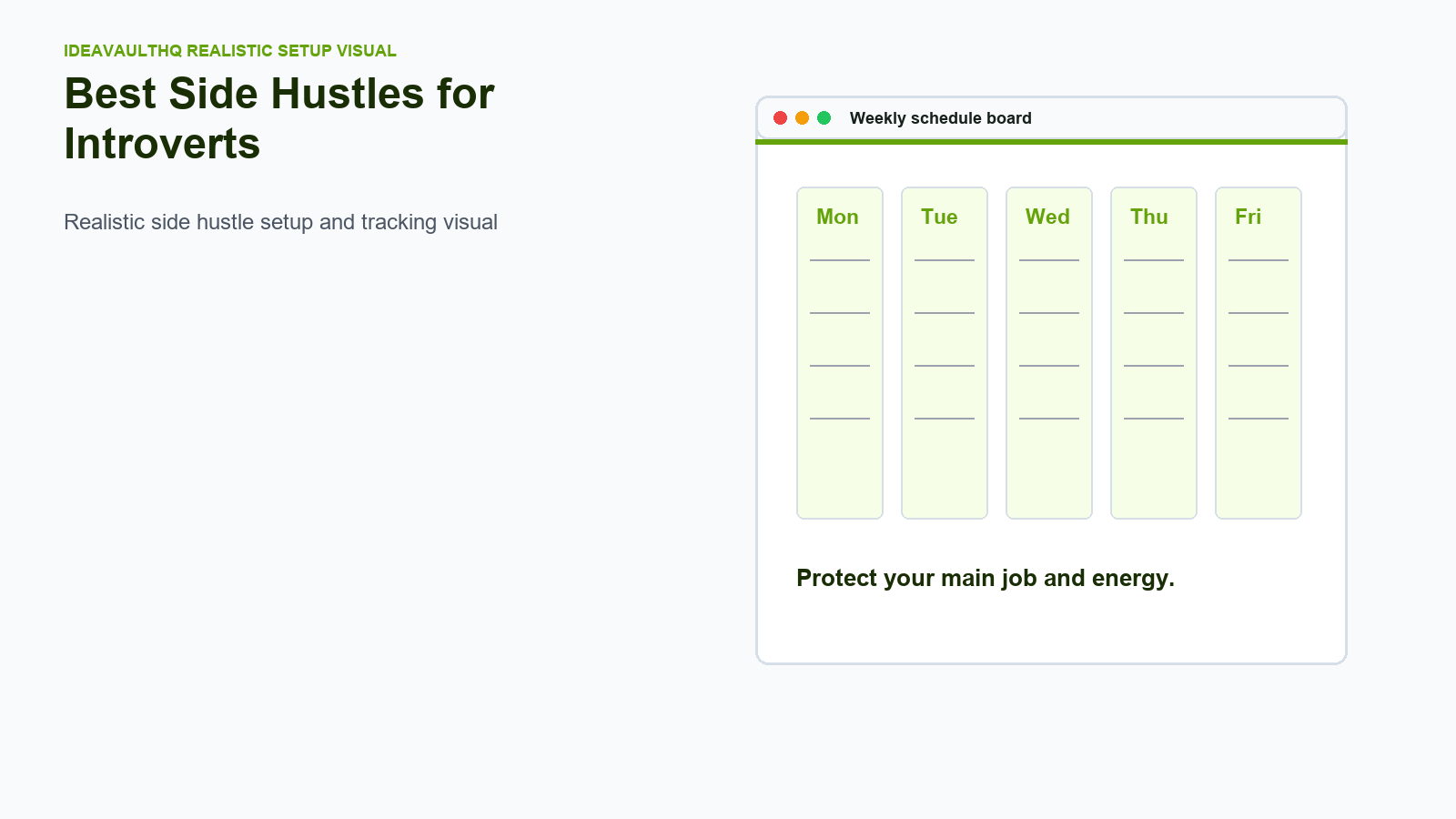Workflow board for Best Side Hustles for Introverts